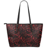 Halloween Red Blood Print Leather Tote Bag