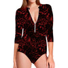 Halloween Red Blood Print Long Sleeve Swimsuit