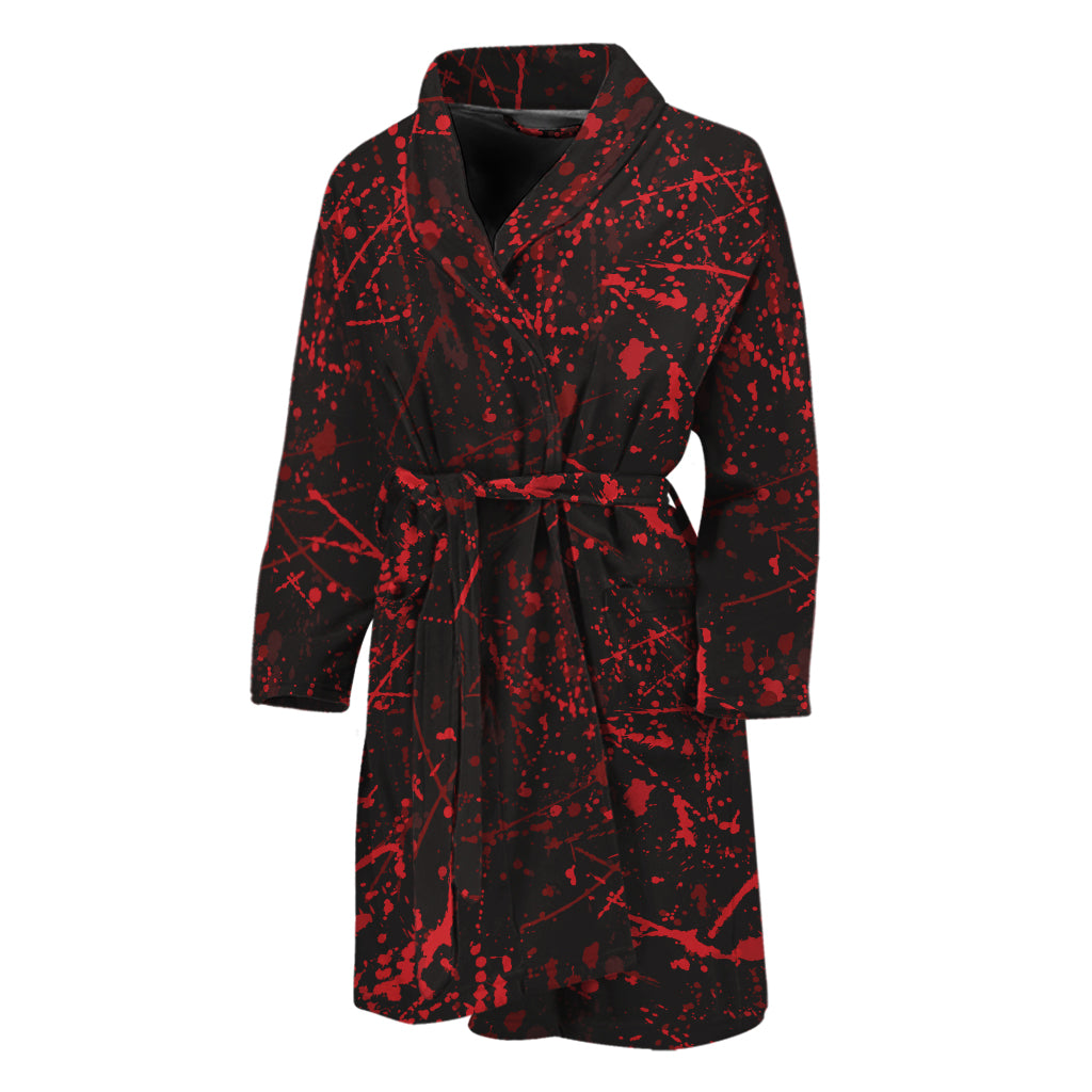 Halloween Red Blood Print Men's Bathrobe