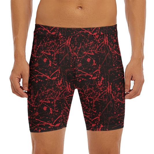 Halloween Red Blood Print Men's Long Boxer Briefs