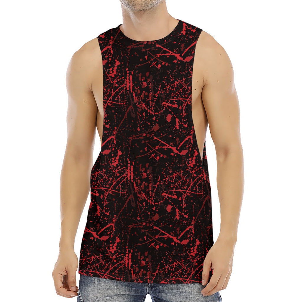 Halloween Red Blood Print Men's Muscle Tank Top