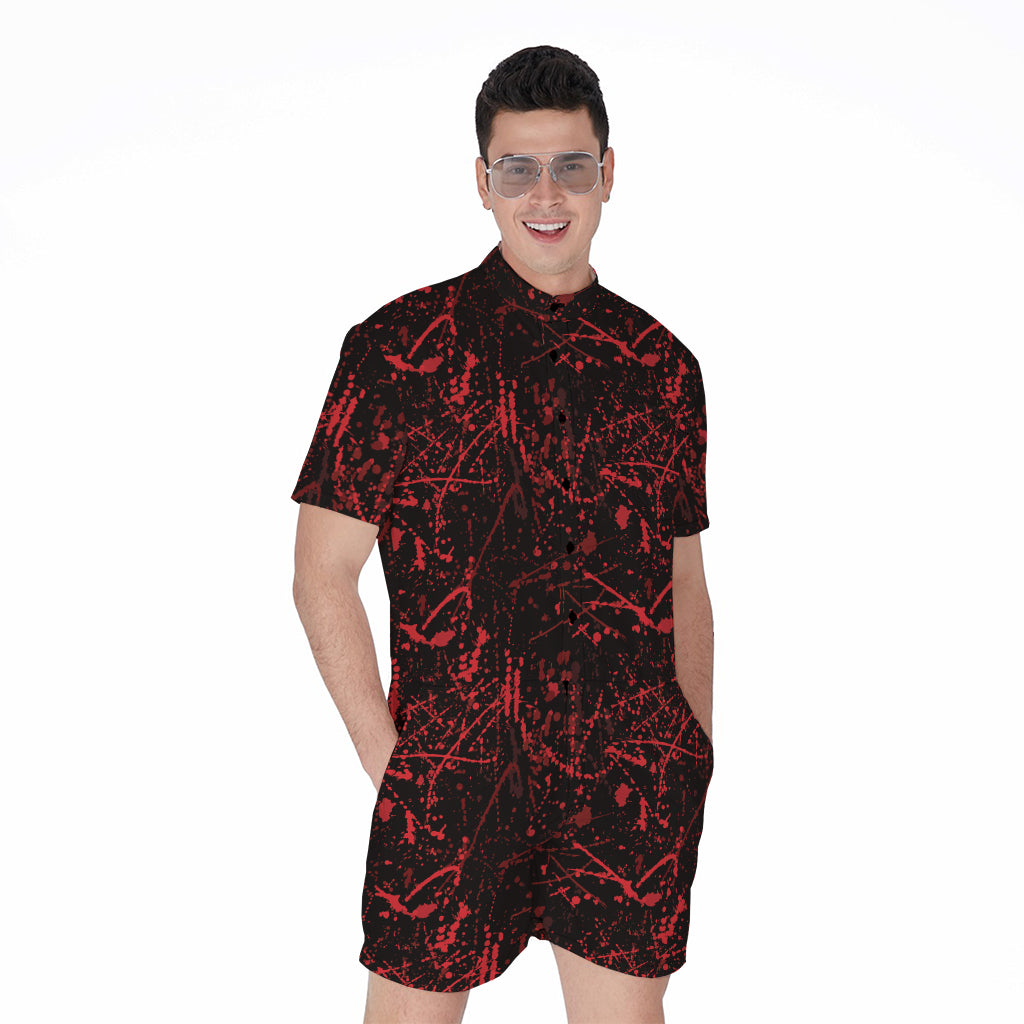 Halloween Red Blood Print Men's Rompers