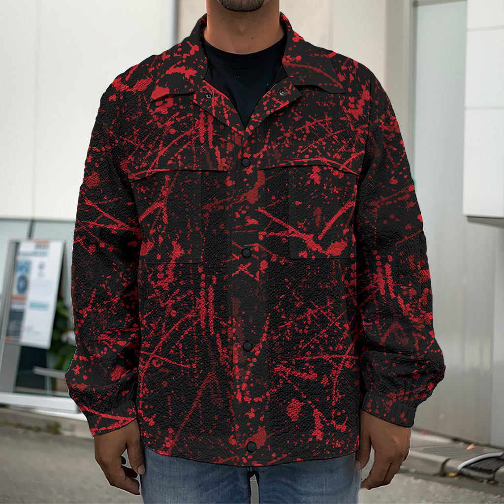 Halloween Red Blood Print Men's Shirt Jacket