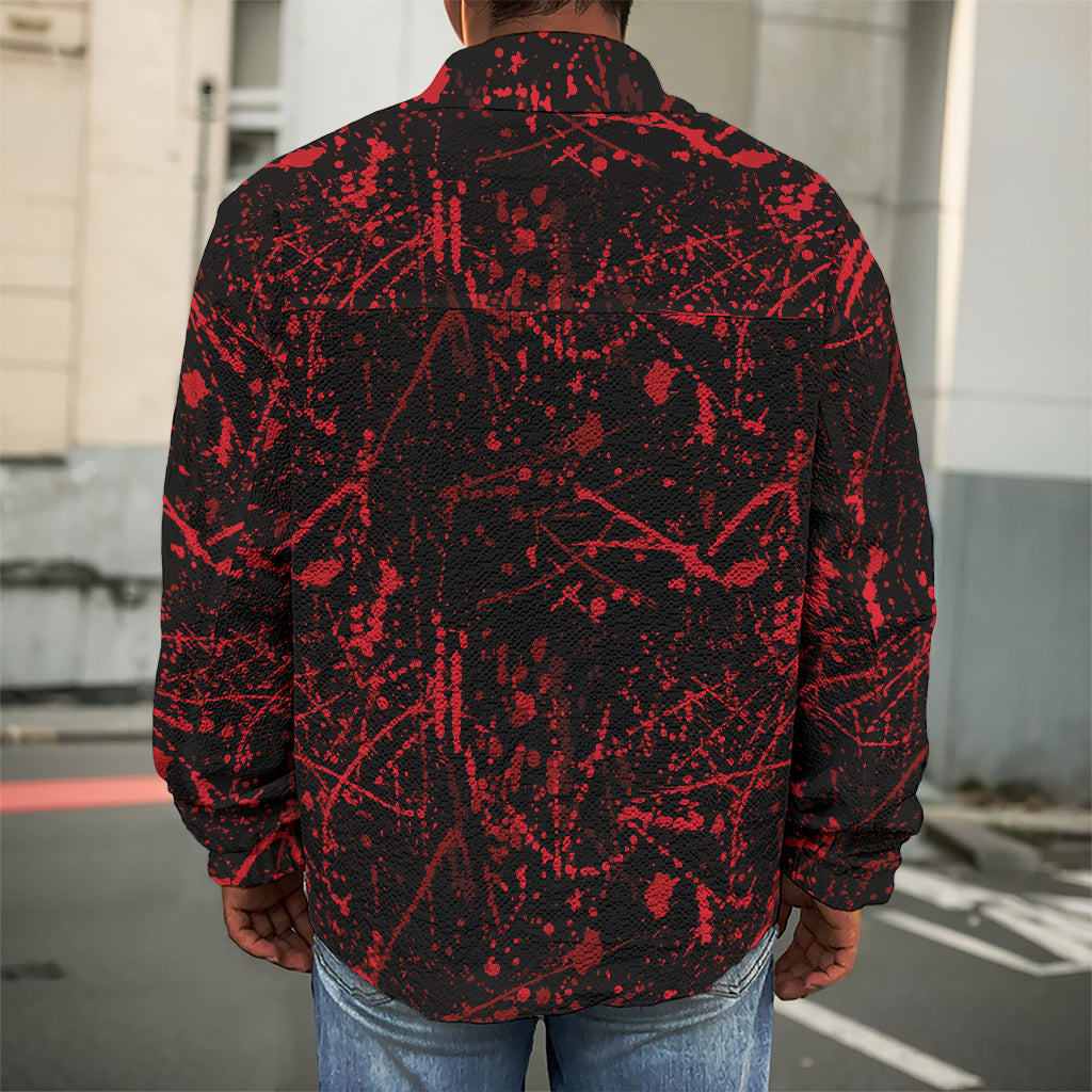 Halloween Red Blood Print Men's Shirt Jacket