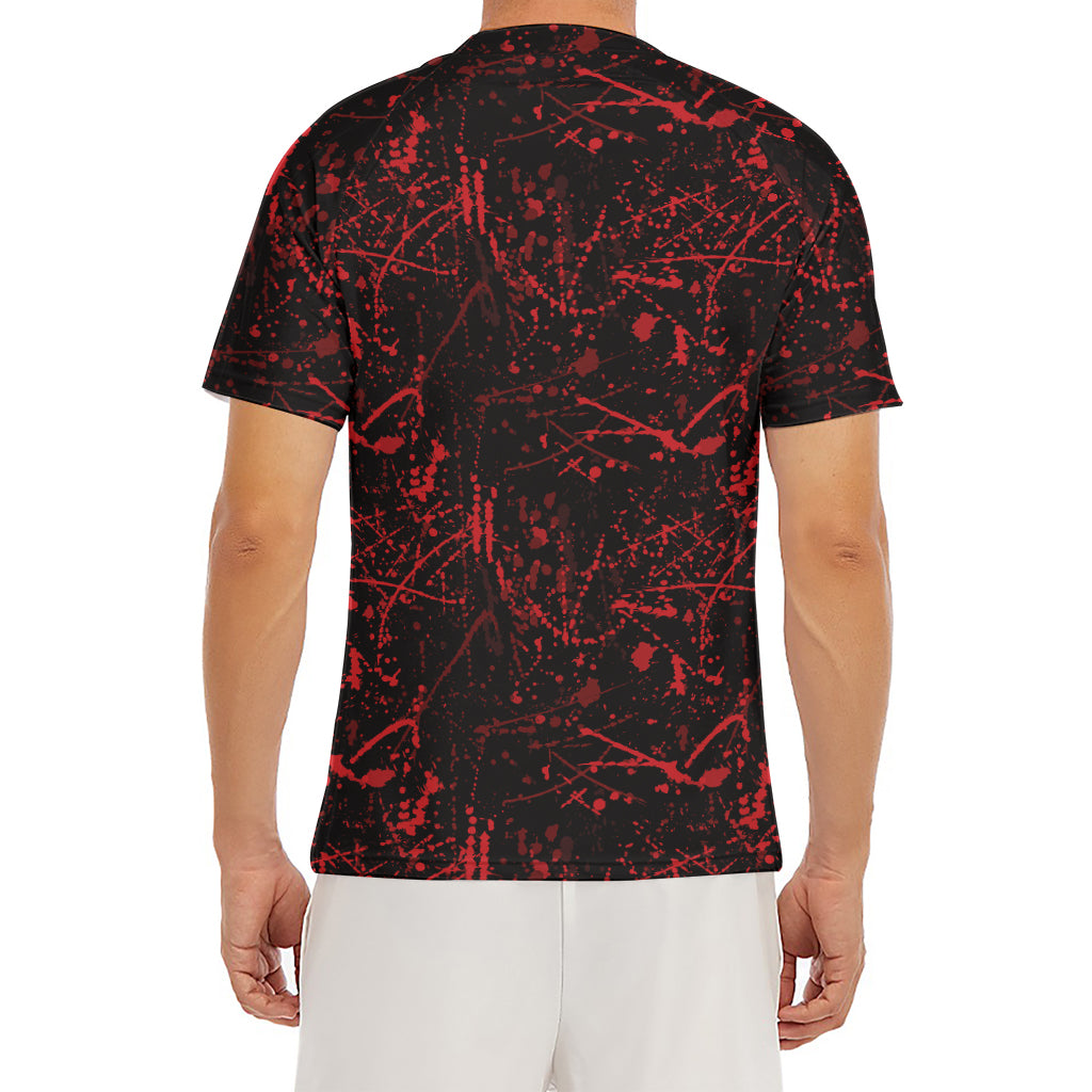 Halloween Red Blood Print Men's Short Sleeve Rash Guard