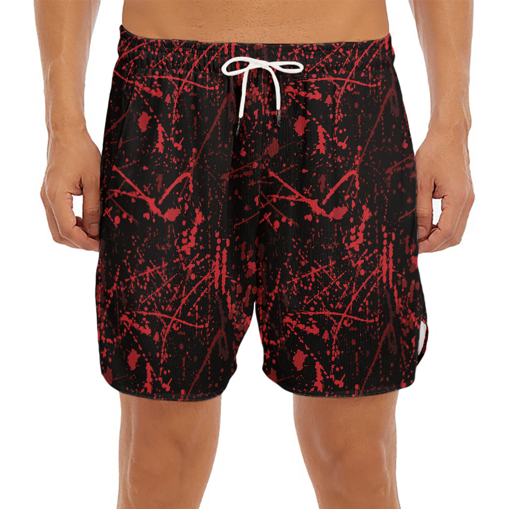 Halloween Red Blood Print Men's Split Running Shorts