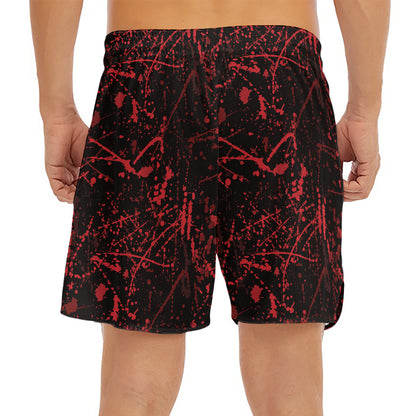 Halloween Red Blood Print Men's Split Running Shorts