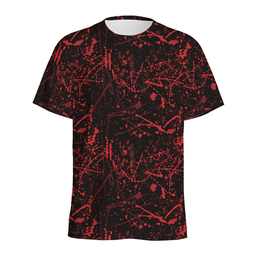 Halloween Red Blood Print Men's Sports T-Shirt