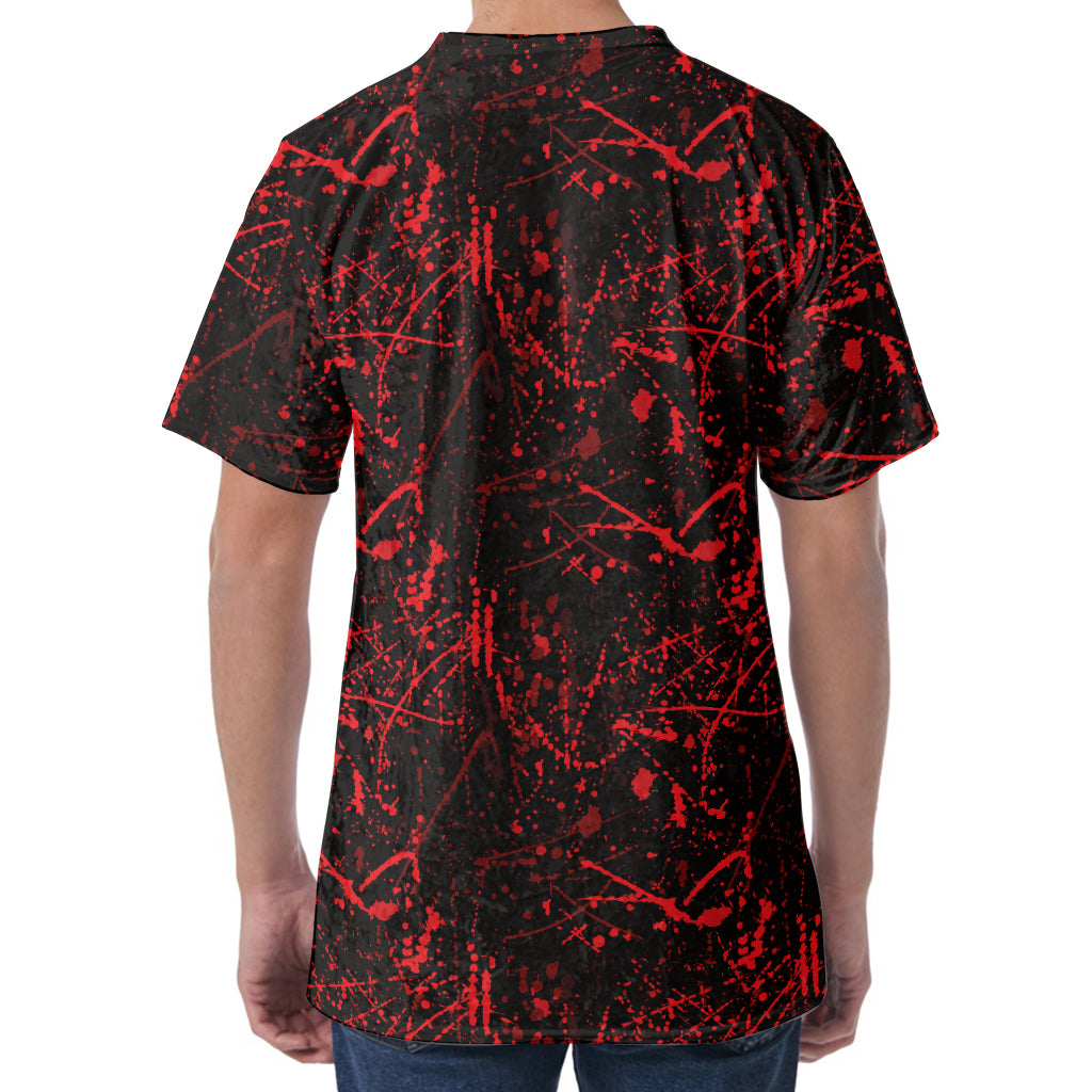 Halloween Red Blood Print Men's Velvet T-Shirt