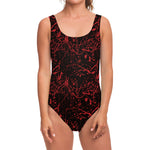 Halloween Red Blood Print One Piece Swimsuit