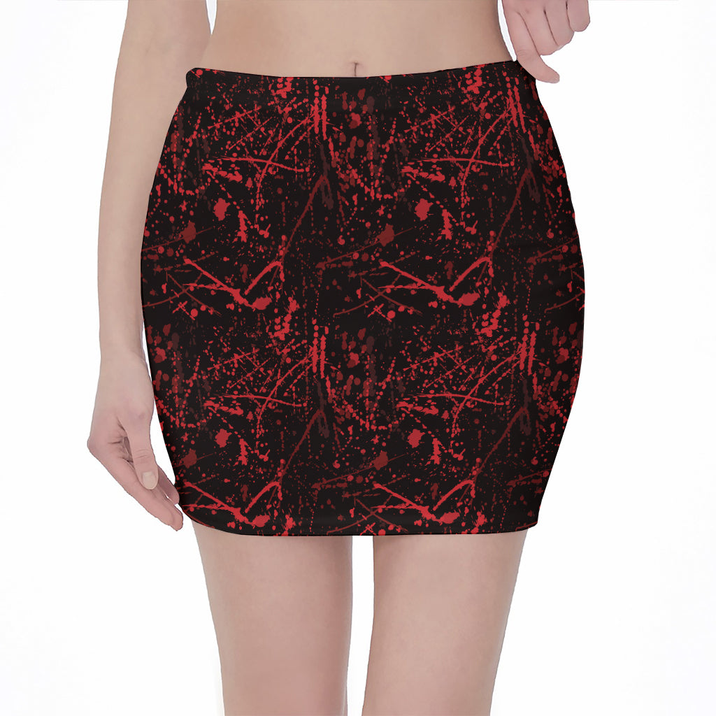Halloween Red Blood Print Pencil Mini Skirt