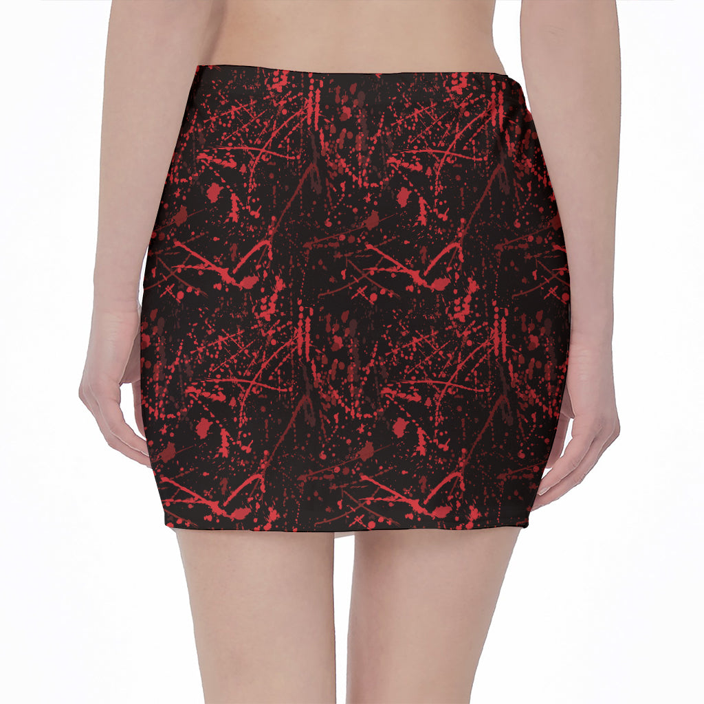Halloween Red Blood Print Pencil Mini Skirt