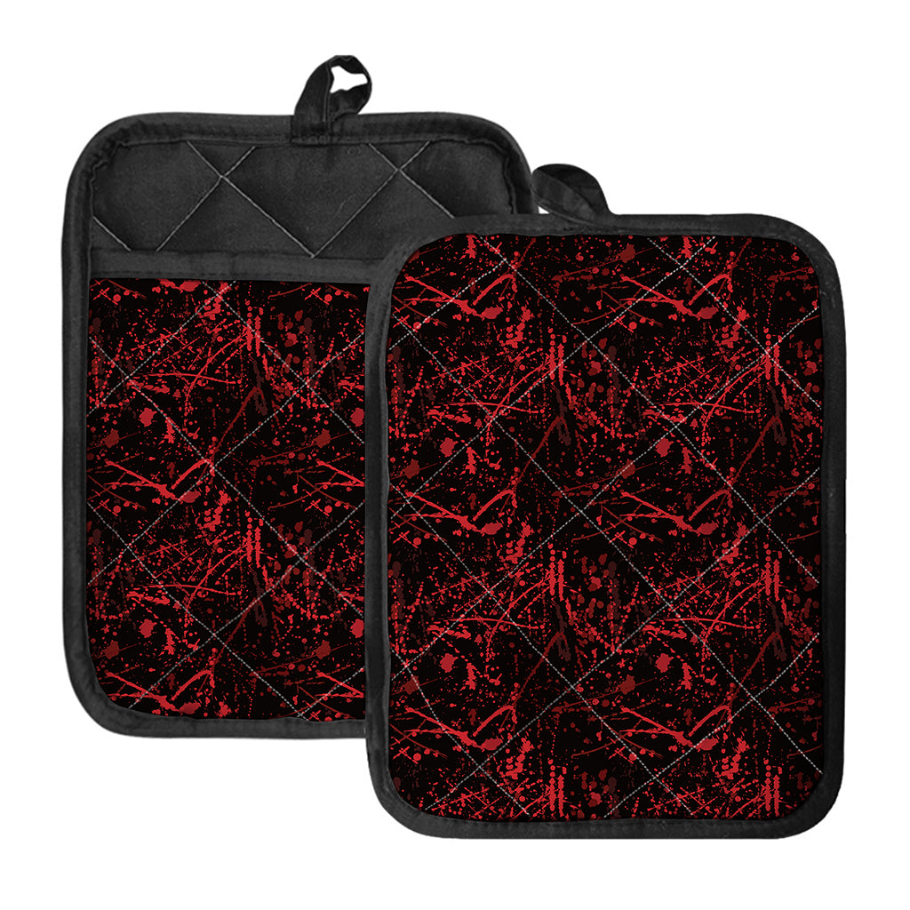 Halloween Red Blood Print Pot Holders With Pocket