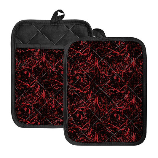 Halloween Red Blood Print Pot Holders With Pocket