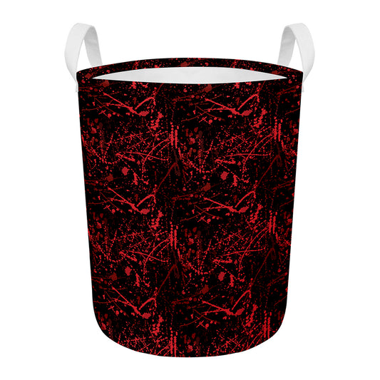 Halloween Red Blood Print Round Laundry Basket
