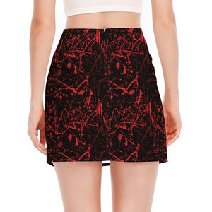 Halloween Red Blood Print Side Slit Mini Skirt