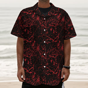 Halloween Red Blood Print Textured Short Sleeve Shirt