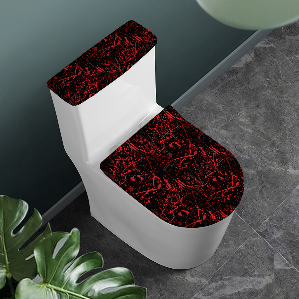 Halloween Red Blood Print Toilet Lid And Tank Cover Set