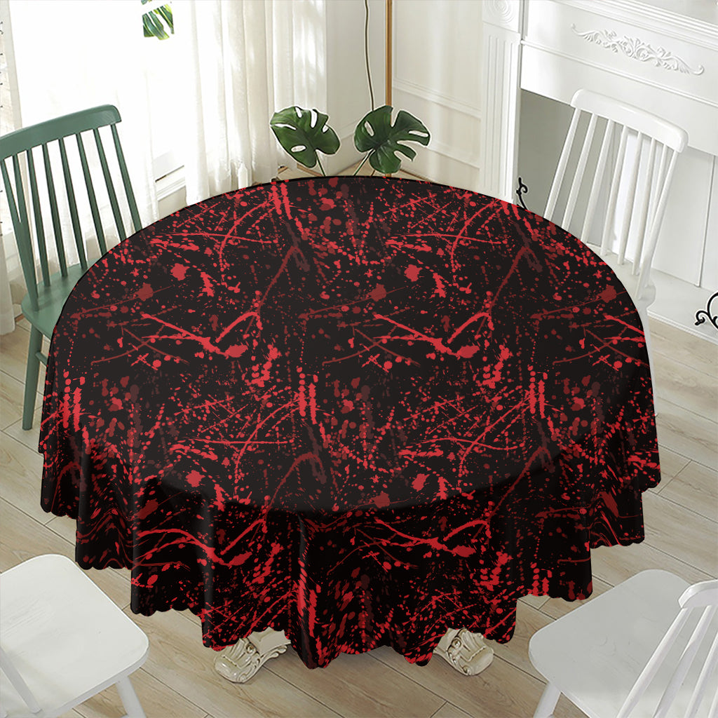 Halloween Red Blood Print Waterproof Round Tablecloth