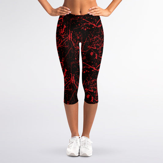 Halloween Red Blood Print Women's Capri Leggings