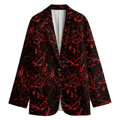 Halloween Red Blood Print Women's Cotton Blazer