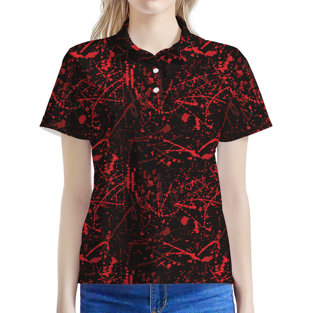 Halloween Red Blood Print Women's Polo Shirt