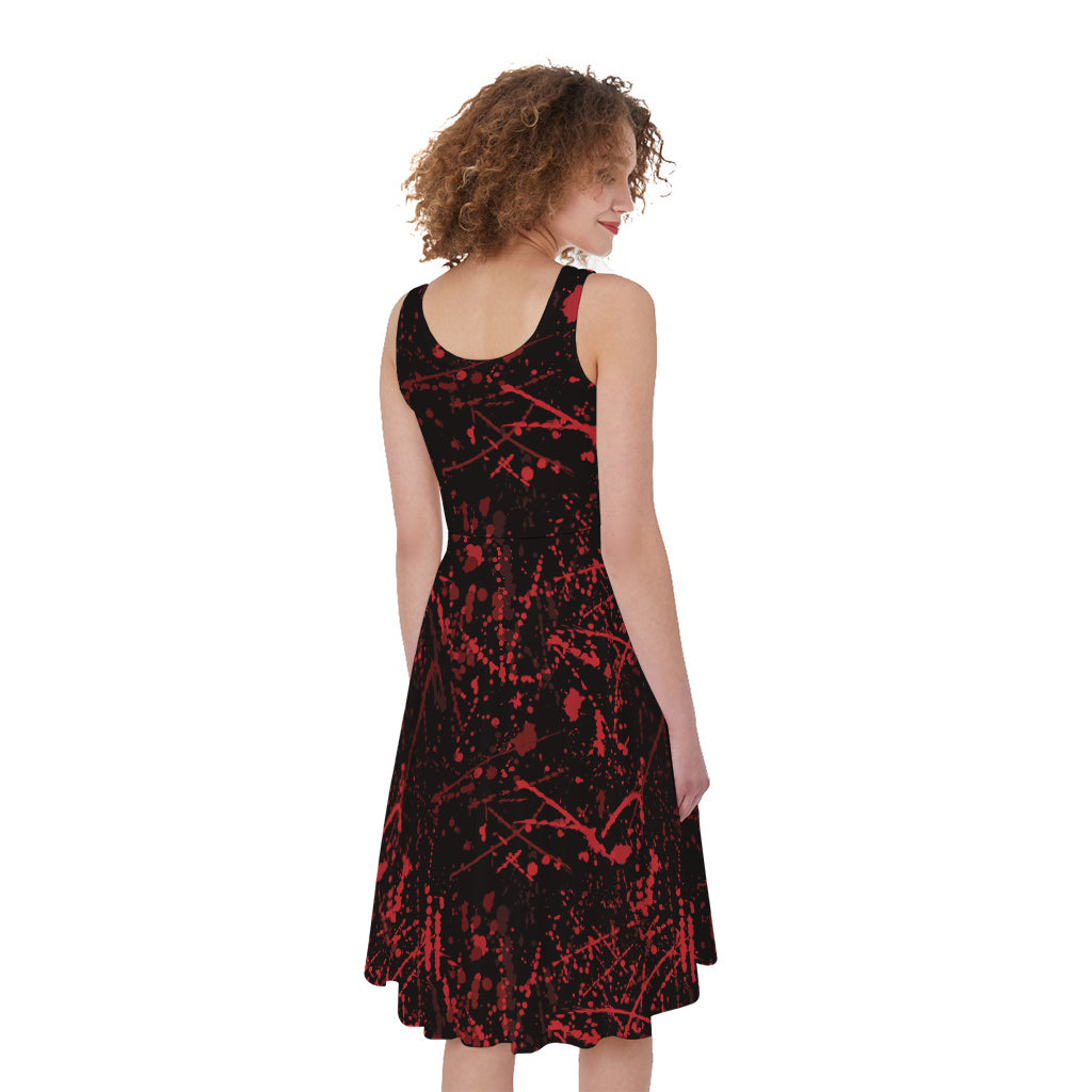 Halloween Red Blood Print Women's Sleeveless Dress