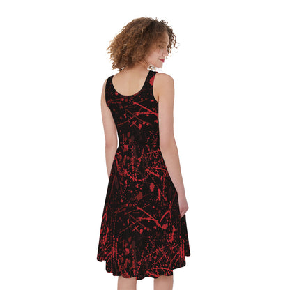 Halloween Red Blood Print Women's Sleeveless Dress