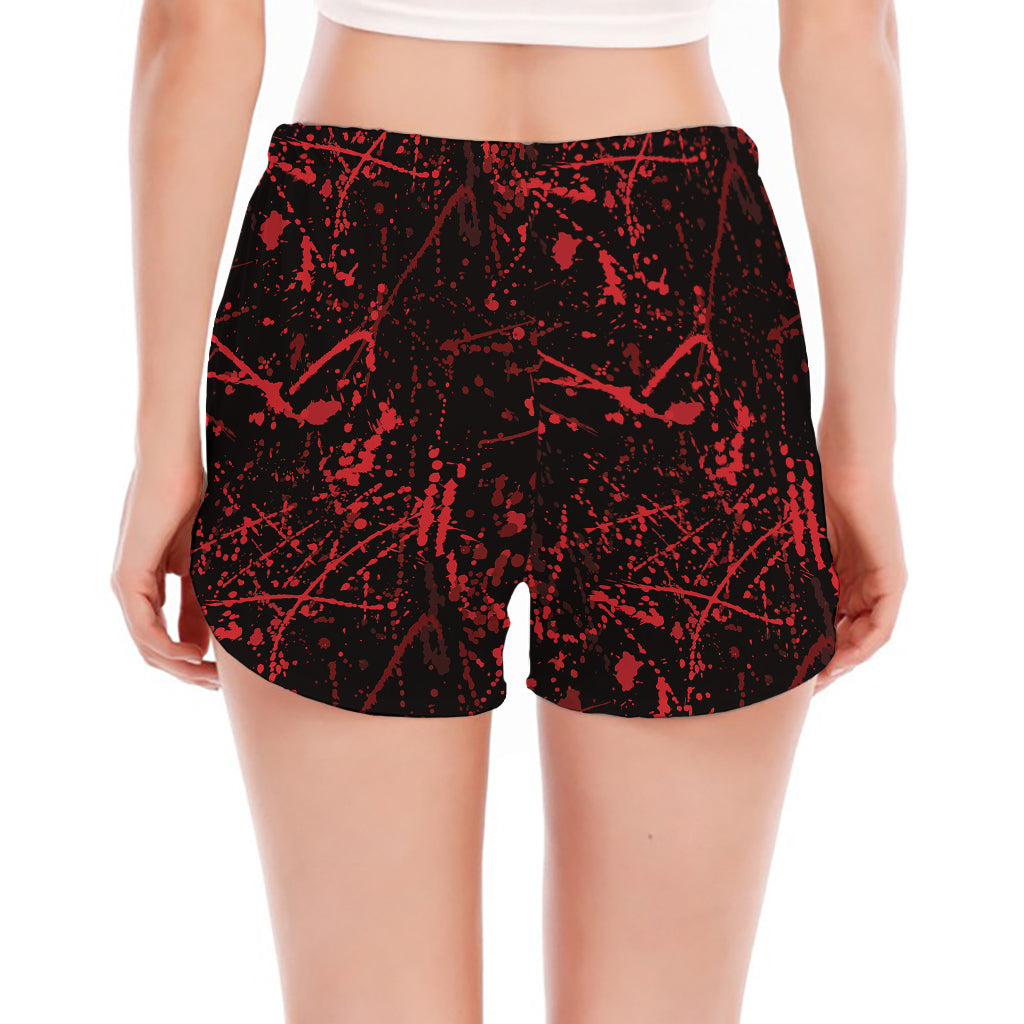 Halloween Red Blood Print Women's Split Running Shorts