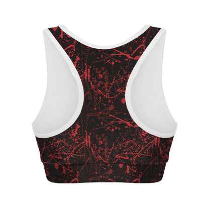Halloween Red Blood Print Women's Sports Bra