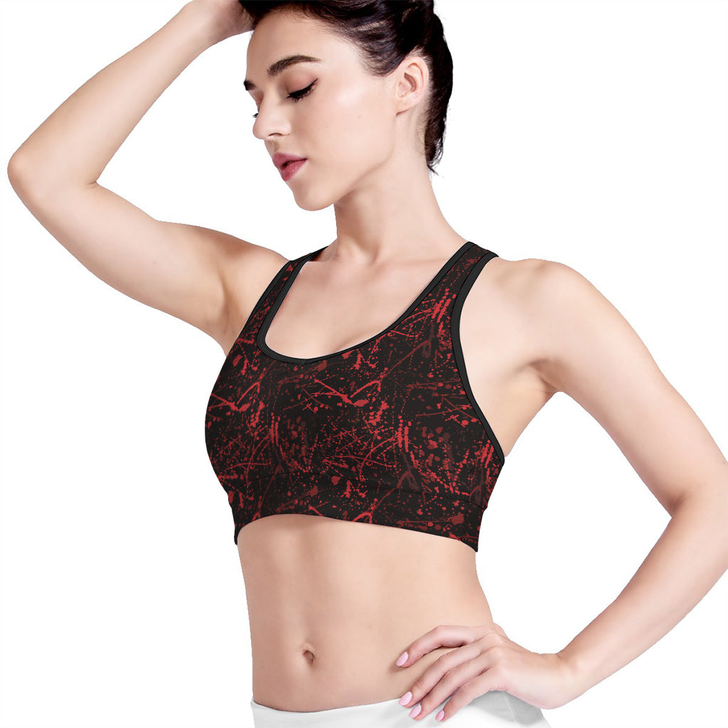 Halloween Red Blood Print Women's Sports Bra