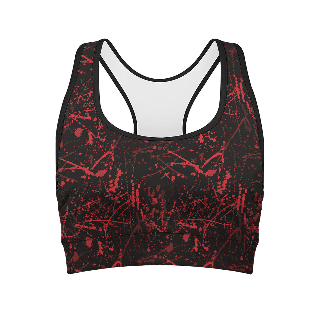 Halloween Red Blood Print Women's Sports Bra