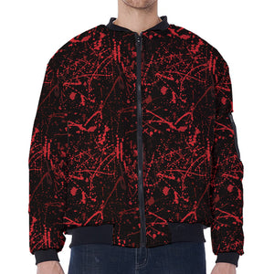 Halloween Red Blood Print Zip Sleeve Bomber Jacket