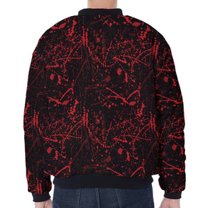 Halloween Red Blood Print Zip Sleeve Bomber Jacket