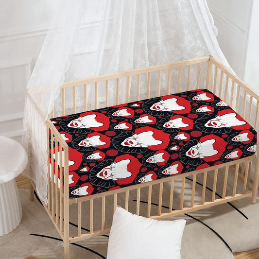 Halloween Scary Clown Pattern Print Baby Crib Sheet