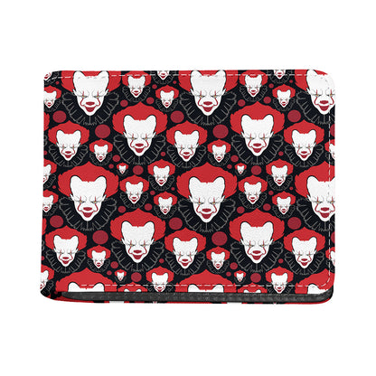 Halloween Scary Clown Pattern Print Bifold Wallet