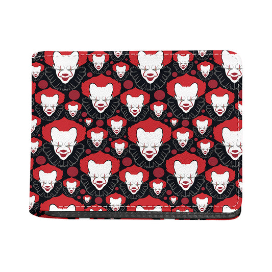Halloween Scary Clown Pattern Print Bifold Wallet