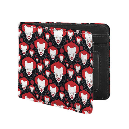 Halloween Scary Clown Pattern Print Bifold Wallet