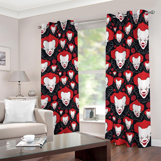 Halloween Scary Clown Pattern Print Blackout Grommet Curtains