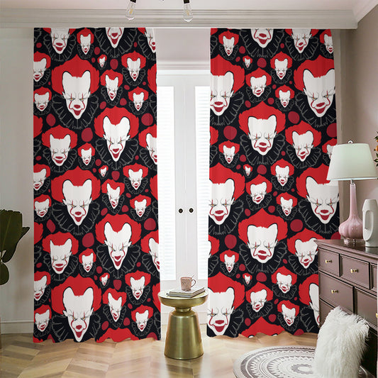 Halloween Scary Clown Pattern Print Blackout Pencil Pleat Curtains