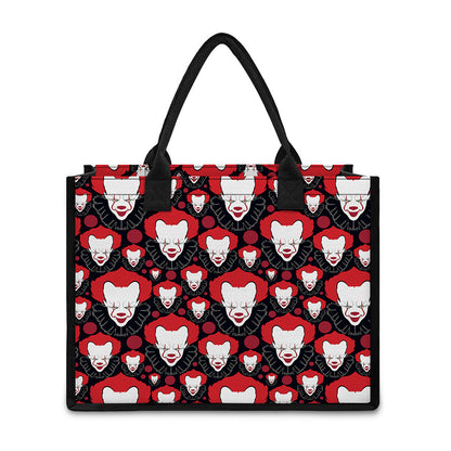Halloween Scary Clown Pattern Print Canvas Tote Bag