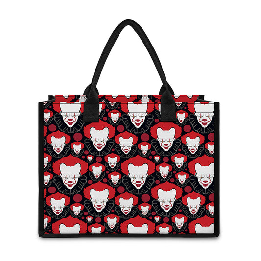 Halloween Scary Clown Pattern Print Canvas Tote Bag