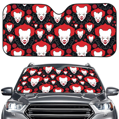 Halloween Scary Clown Pattern Print Car Windshield Sun Shade