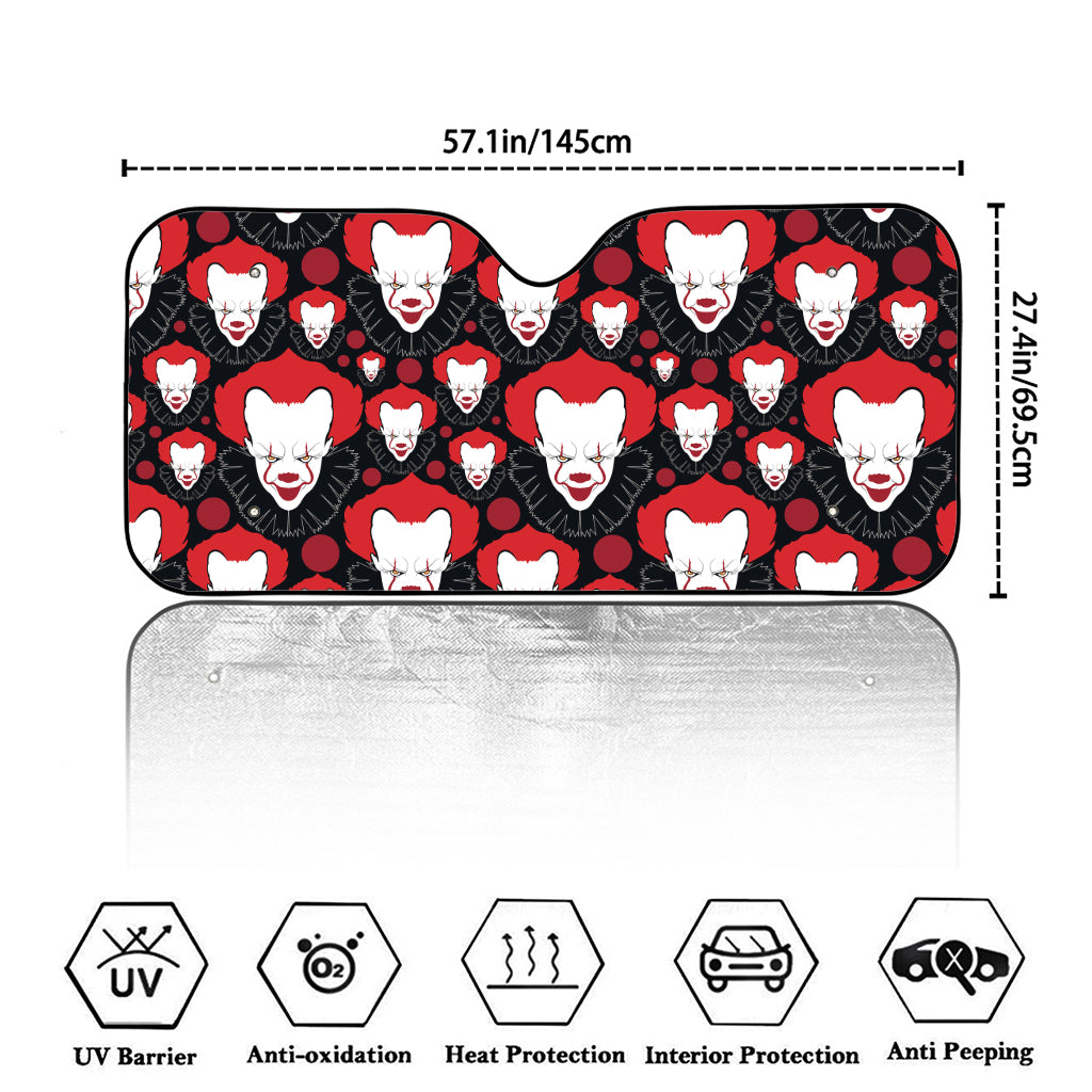 Halloween Scary Clown Pattern Print Car Windshield Sun Shade