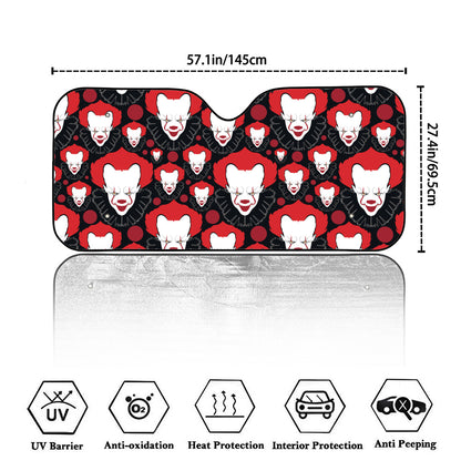 Halloween Scary Clown Pattern Print Car Windshield Sun Shade