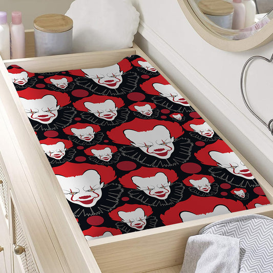 Halloween Scary Clown Pattern Print Changing Pad Cover