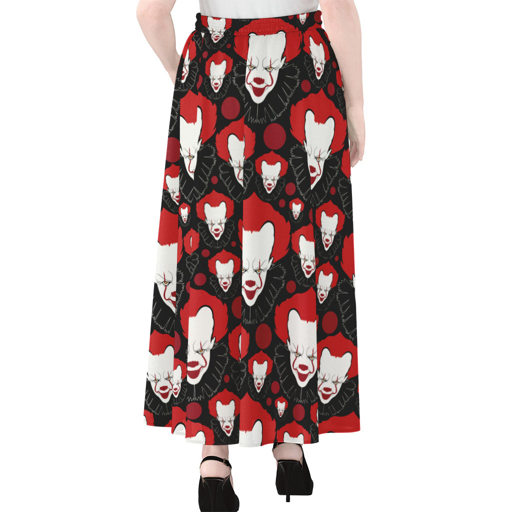 Halloween Scary Clown Pattern Print Chiffon Maxi Skirt