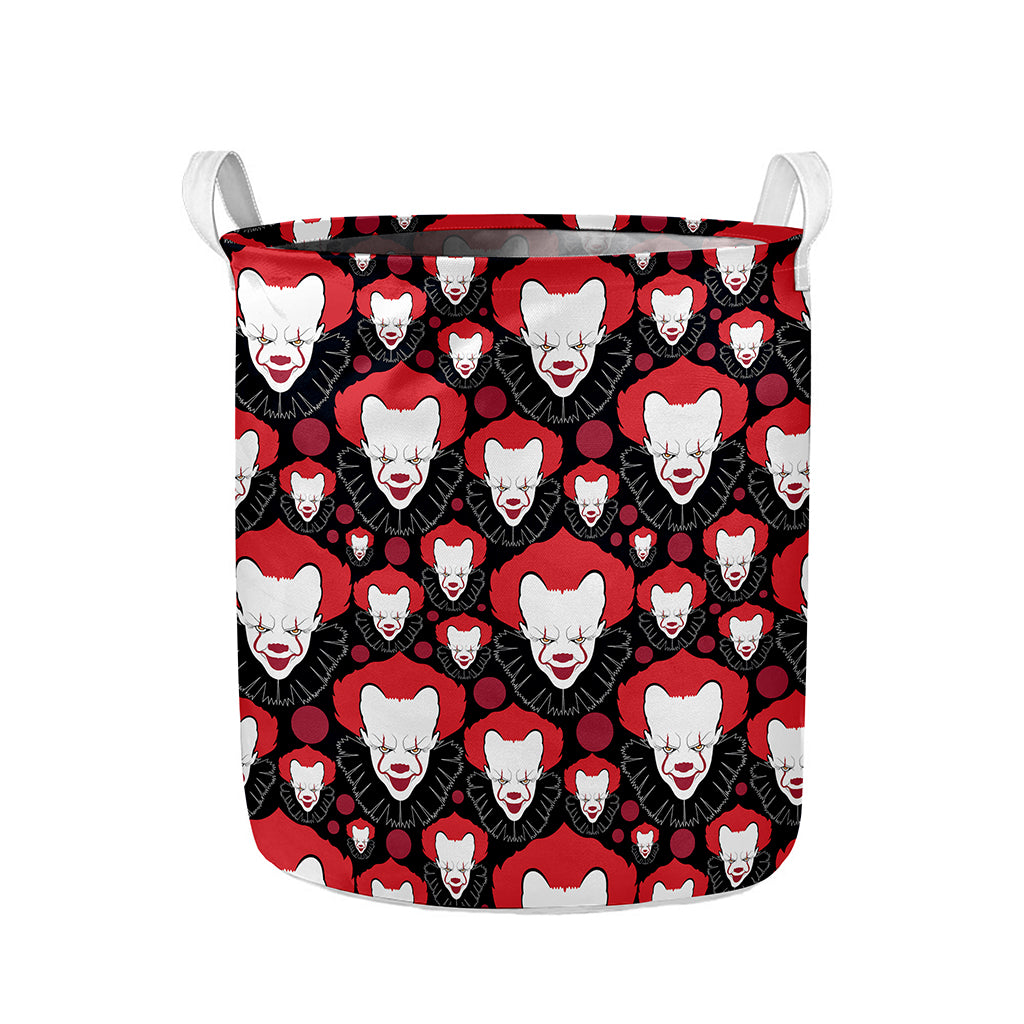 Halloween Scary Clown Pattern Print Collapsible Laundry Basket