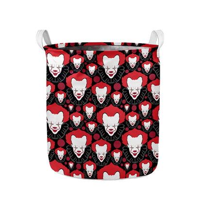Halloween Scary Clown Pattern Print Collapsible Laundry Basket