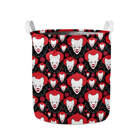Halloween Scary Clown Pattern Print Collapsible Laundry Basket